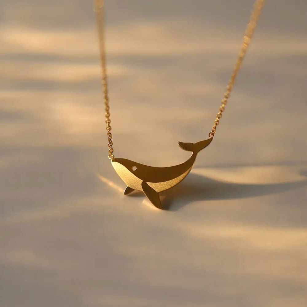 Whale Pendant Necklace in Gold - Picture 2 of 8